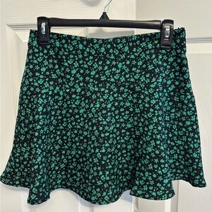 Zara Black and Green Floral Skort